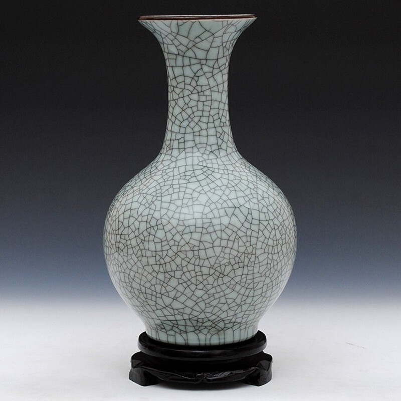 景德鎮(zhèn)仿古官窯裂紋釉花瓶 復(fù)古典雅的家居裝飾藝術(shù)品